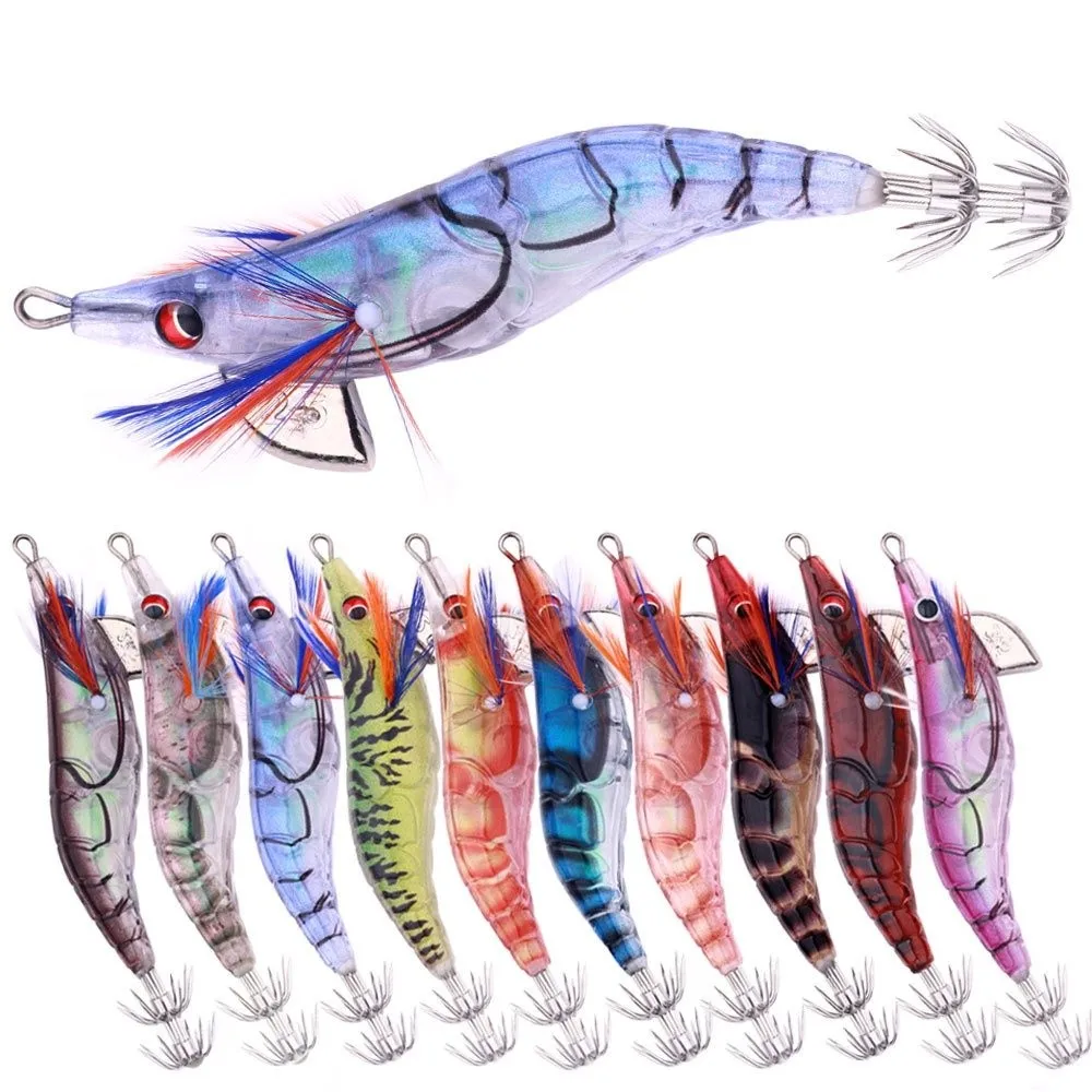 10cm 12g 2,5 # Haken Angeln Locken Künstliche Tintenfisch Haken Jigs Nachtleuchtende Tintenfisch Tintenfisch Jigs Lockt Spinnerbait Holz Garnelen