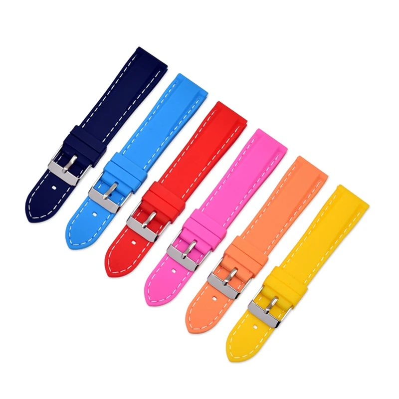 Sporty Waterproof Silicone Watch Strap with Quick Release and Stitching Detail – Unisex Replacement Bracelet