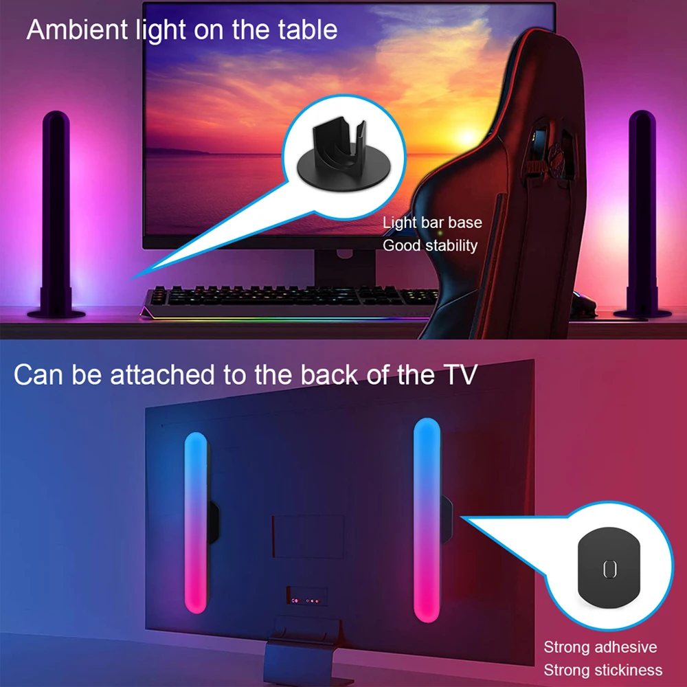 Xiaomi WiFi Smart LED Light Bar RGB Atmosphere Light Music Synchronization  12 Modes TV Wall Computer Game Room Decor Night Light - AliExpress