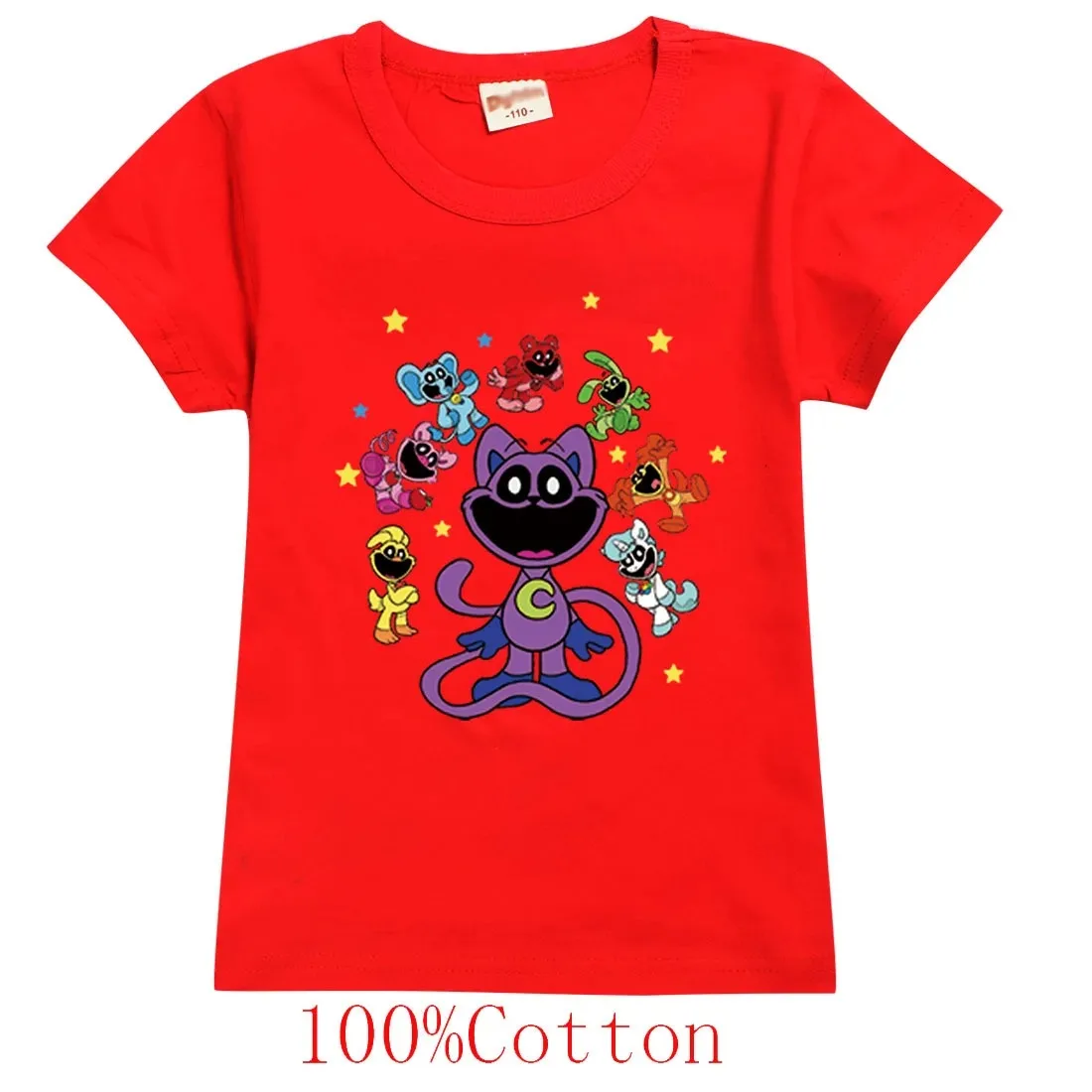 New Game Smiling Critters Tshirts Kids 2024 Summer Clothes Boys Cat Nap T-shirt Baby Girls Short Sleeve Tops Children's Clothing 3