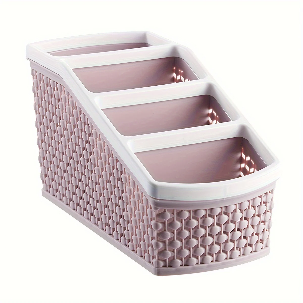 Space-Saving Pink Desk Organizer Rack: Compact 4-Tier,Durable Plastic Storage for Remote Controls, Accessories & Office Supplies 4