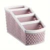 Space-Saving Pink Desk Organizer Rack: Compact 4-Tier,Durable Plastic Storage for Remote Controls, Accessories & Office Supplies 4