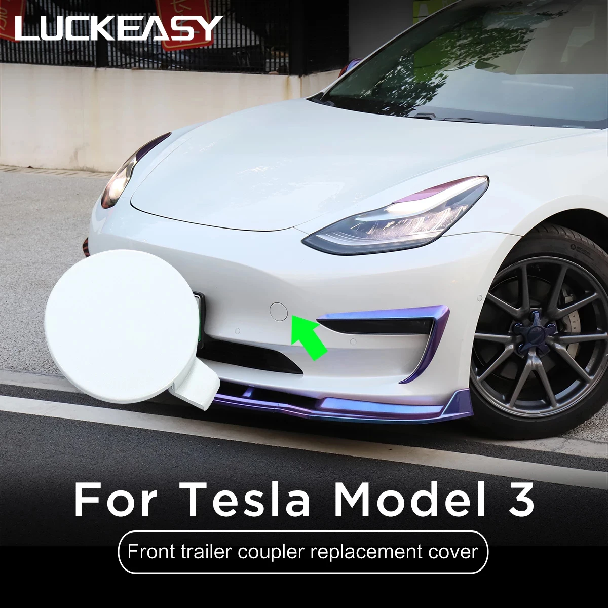 LUCKEASY for Tesla Model 3 2017-2023 Front Bumper Tow Hook Cover Cap model3 2021 2022 Bumper Tow Eye Hook Cover Cap  Accessories
