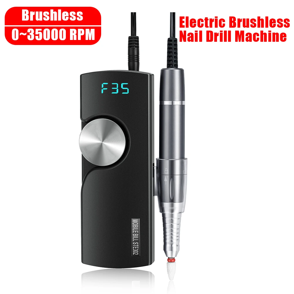 

35000RPM Brushless Nail Drill Machine Electric Milling Cutter for Manicure Rechargeable Nail Sander Portable Nail Gel Polisher
