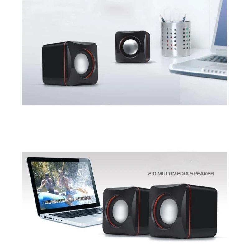 USB 유선 스피커 USB 케이블이 포함된 미니 데스크탑 스피커 서브우퍼 PC 컴퓨터 노트북용 3.5 헤드폰 포트
