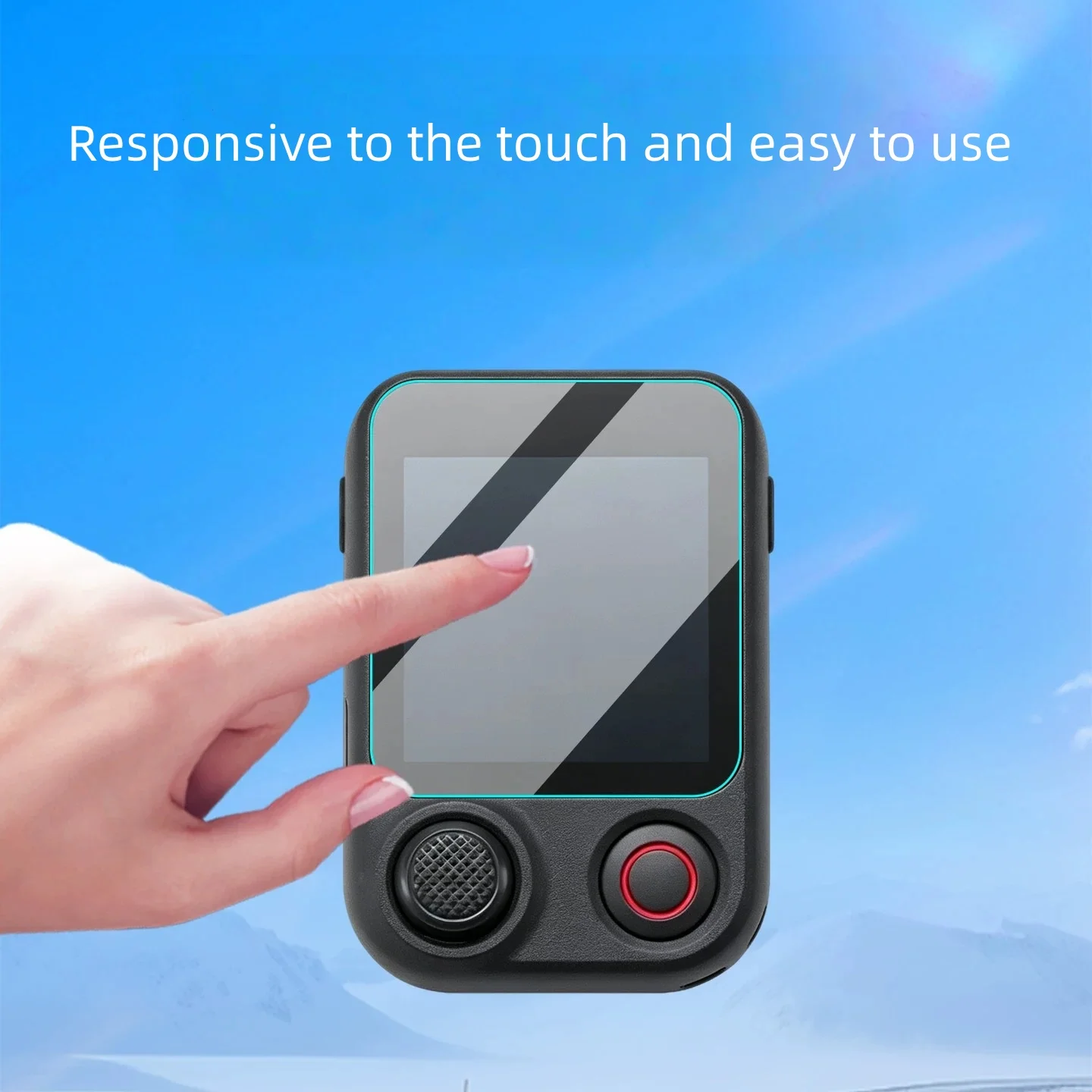 Protecteur verre trempé DJI Osmo Mobile 8P posé à côté du smartphone, film de protection visible et transparent