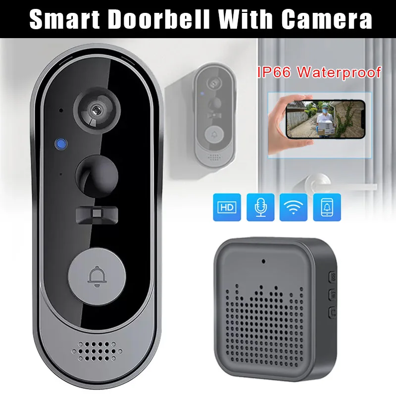 Smart Doorbell with Camera Wireless Door Bell IP65 Intercom Security Protection Door Bells Video Doorbell Wireless Doorbells