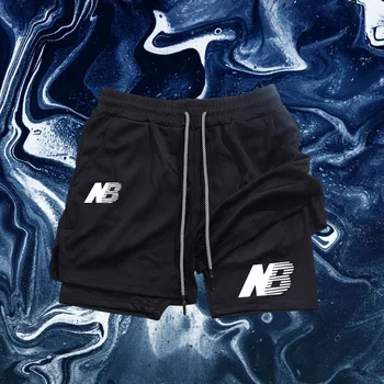 2025 Men's fitness shorts double-layer two-in-one sportswear suitable for running training yoga 1