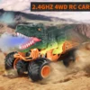 Remote Control Dinosaur Car, 2.4Ghz RC Truck for Toddlers, Electric Hobby RC Car Toys with Light & Sound Spray Birthday Gift for 6