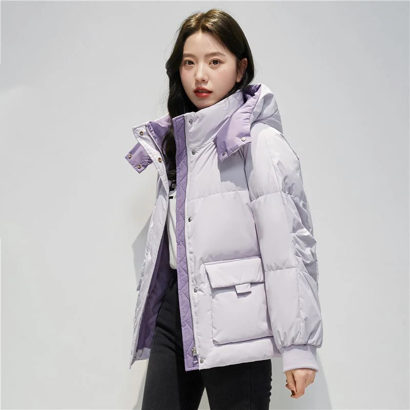 Thickening Women's Puffer Coat Short Winter Coat for Women Button Down Jacket Warm White Duck Down New Feather Coats Jackets