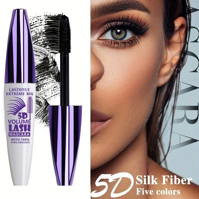 5D Mascara Waterproof Thickening Lengthening Curling Liquid Fiber Mascara Long-Lasting Curling Eyelash Extension Cosmetics_voghion.com