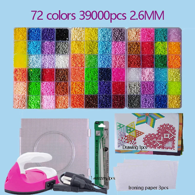 2.6mm Perler Hama beads Set 3D Puzzle Iron Beads Toy Kids Creative Handmade Craft DIY Gift fuse beads Have large pegboard
