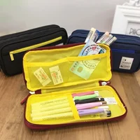 Japanese Simple 2-Layer Pencil Case Multi-functional Large Capacity Mesh Layer Boy Pen Bag Stationery Organizer School Supplies 2