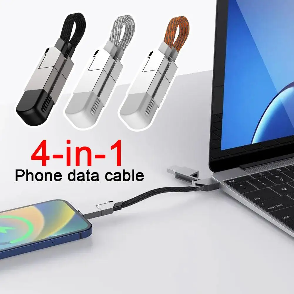4 In1 Multi Fast Charging Cable Portachiavi Pd Per Apple Iphone Lightning 27W Per Andriod Type-C 60W Qc 18W Cavo Dati Di Ricarica Rapida
