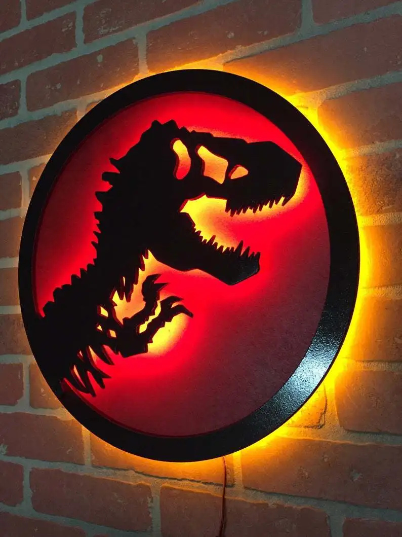 Jurassic Park dinosaur LED night light glow wall lamp bedside lamp effect neon light