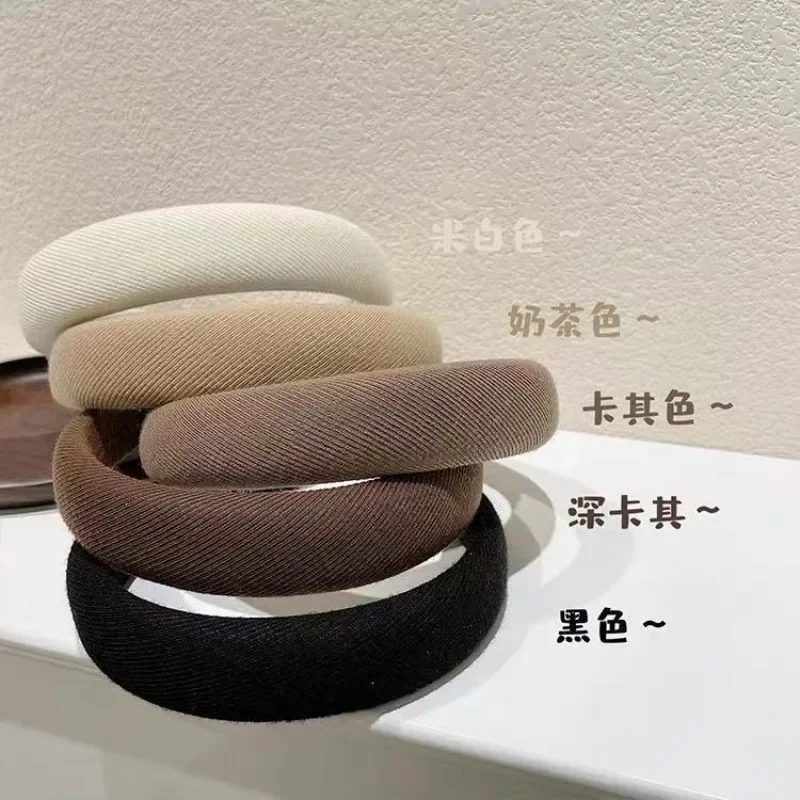 

Temperament Milk Coffee Color Velvet Sponge Cloth Hair Band Fashion Simple Girl Pure Color Face Wash Head Band Hair Accessories