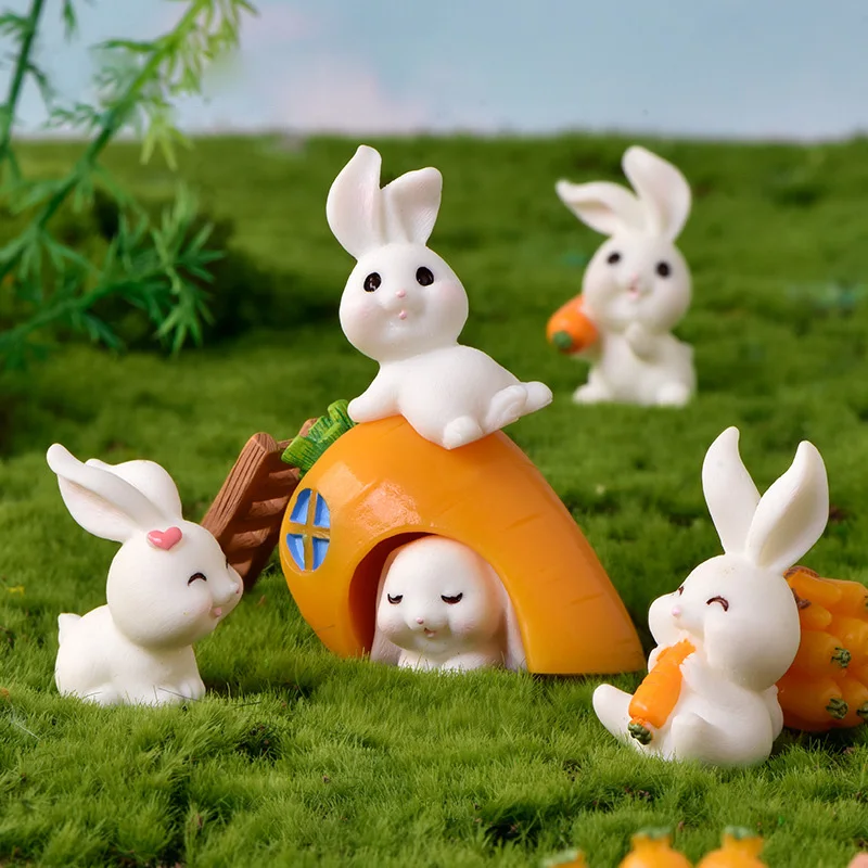 Little Rabbit Carrot Miniature Figurine Cabbage Animal Easter Home Decor Garden Cake Decoration Accessories Modern Figure Resin miniature figurines resin ornaments miniature ornament resin crafts resin crafts accessories rabbit ornament rabbit ornaments