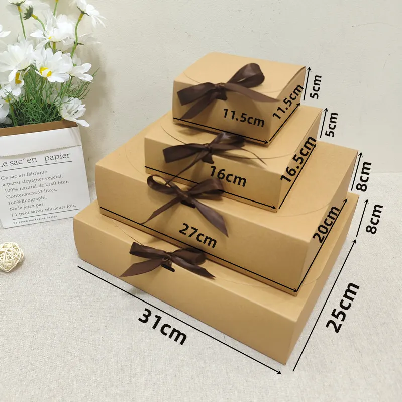 Description Picture 3 of item5Pcs/10Pcs White Pink Blue Gift Box Wedding Birthday Party Favor Clothes Packaging Handmade Biscuit Candy Box Multicolor Ribbon