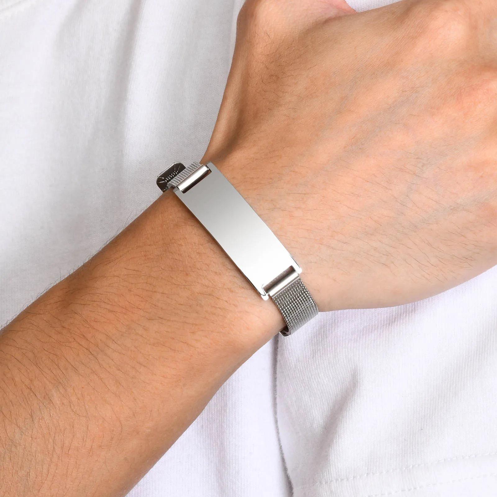 Braccialetti medici regolabili in acciaio inossidabile da donna di moda intaglio gratuo braccialetti identificativi di emergenza personalizzati cinturino da polso da uomo  36