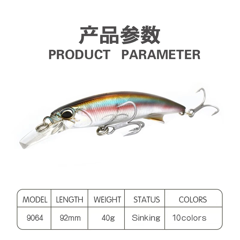 Description Picture 3 of itemLure For Fishing 92mm 40g Japan Heavy Weight Minnow Fishing Lure Wobbler Carp Deep Sea Jerkbait Fishing Hard Bait Minnow Pesca