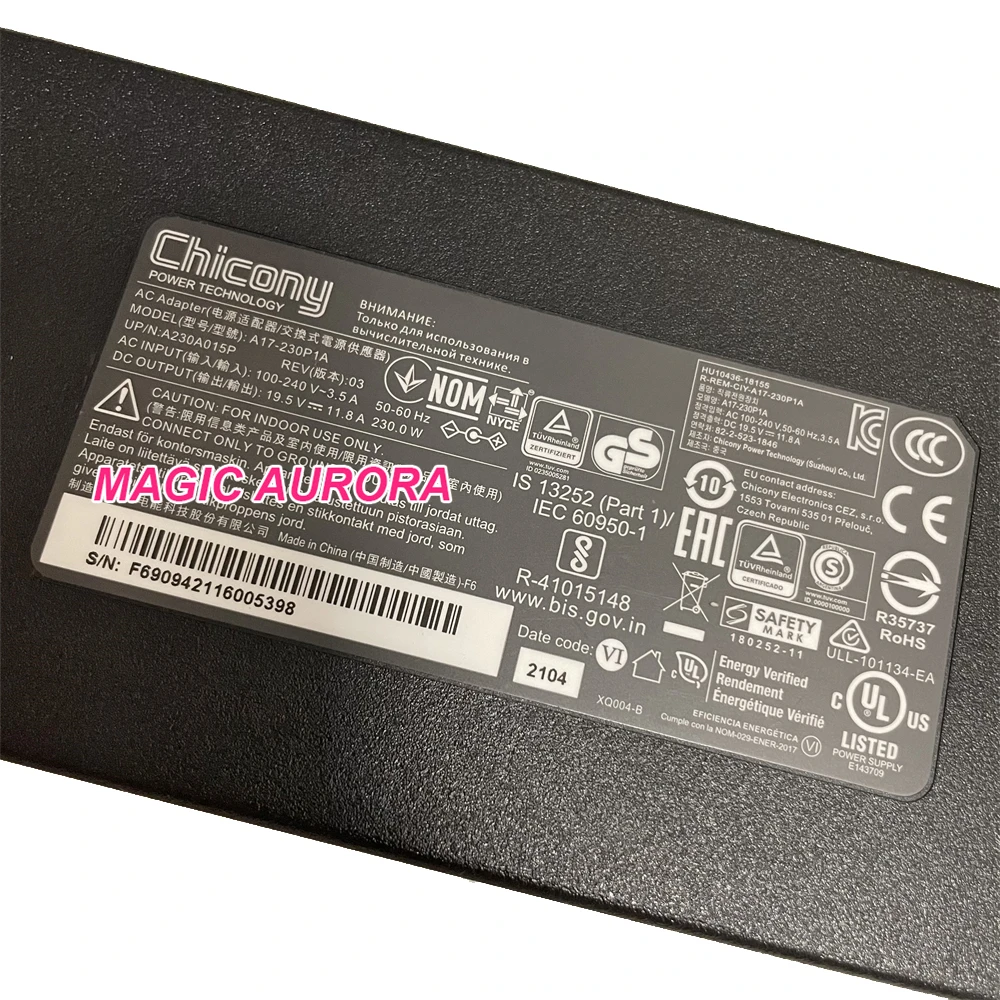 Carregador Original para Chicony Adaptador ac 19.5v 11.8a A12230p1a A17-230p1a A230a012l 230w Apto para Msi P65 Creme Gs75 Laptop Stealth - Imagem 4
