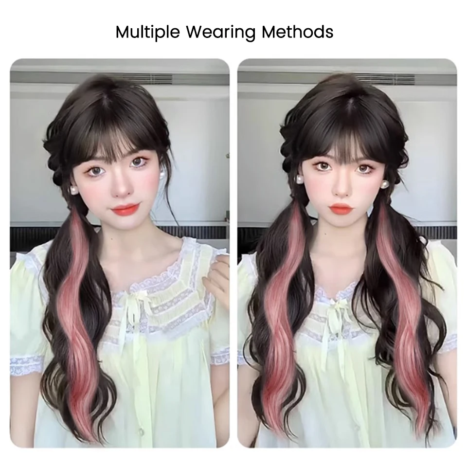 Synthetic Ponytail Hair Extensions Black Blonde Pink Braided Hairpiece