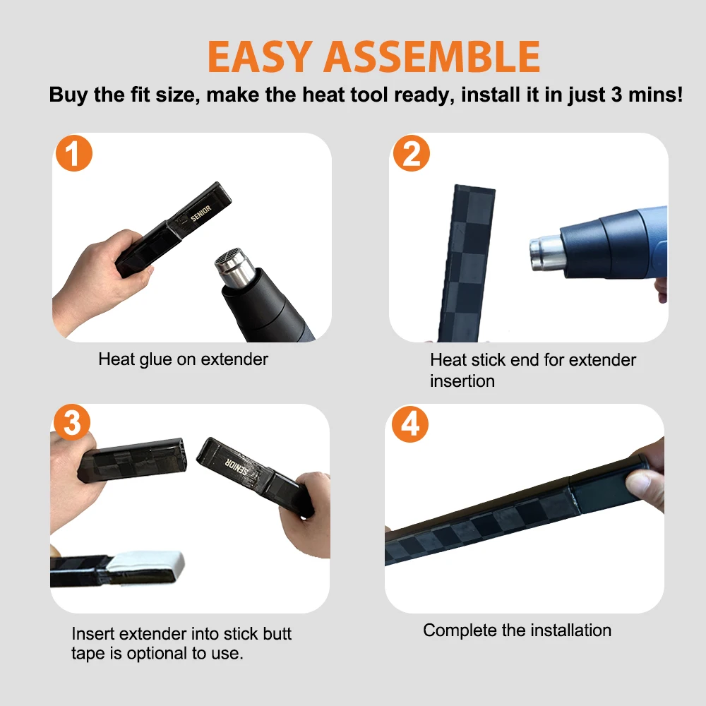 Hockey Stick Extension Ice Hockey Stick Extension INT/JR/SR 2/4/6inch Adult Length Light Weight Hockey Stick End Plug Accessories