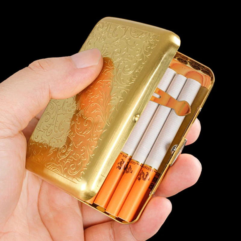 Luxury Gold-Plated Cigarette Case Moisture-proof Pockect Cigarette Box ...