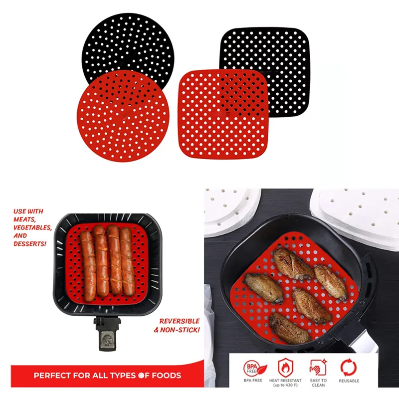 Liners Non Stick Air Fryer Accessories Air Fryer Egg Pan Silicone Mould Egg  Mold Hamburger Bun Pan – the best products in the Joom Geek online store