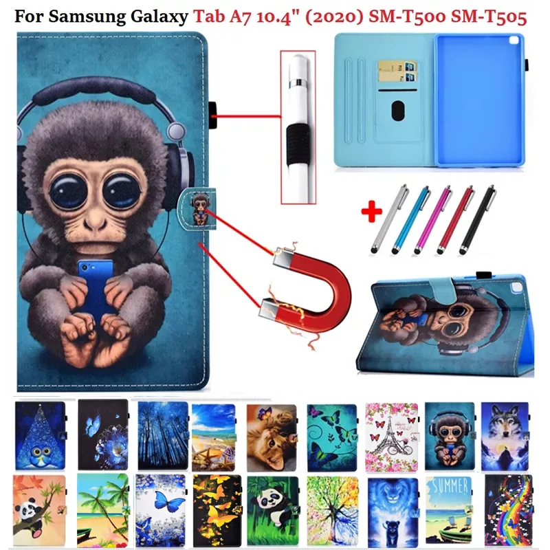 Чехол для планшета Samsung Galaxy Tab A7 10 4 2020 SM-T500 SM-T505 обезьяна Лев чехол Самсунг таб Etui