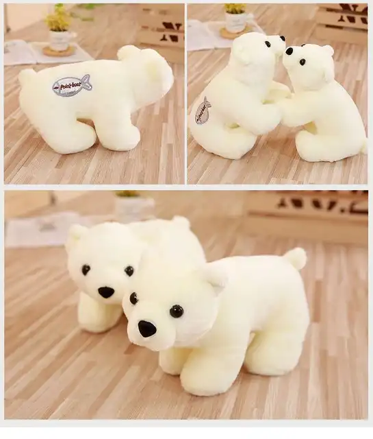 25cm Children Stuffed Toys Cartoon Polar Bear Shaped Doll Throw Pillow Plush Toys Nice Gift for Kids Adults 6