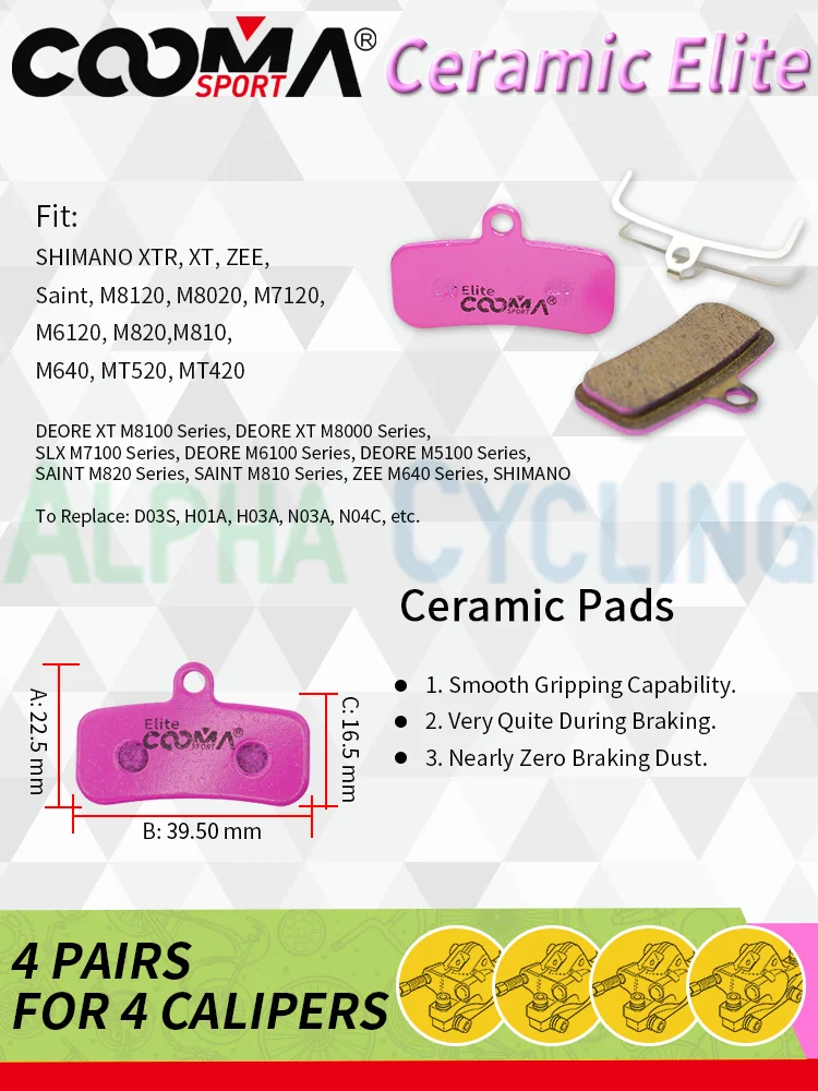 Bicycle Disc Brake Pads Brake Pads Bike Brake Pads 4 Pairs 8 PCS Ceramic Bicycle Brake Pads for Bike Caliper