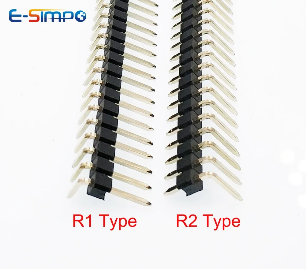 20pcs 2.54mm 1x40P Right Angle Extended Extra Long Pin 90d R1 R2 Optional Gold Single Row Breakable PCB Male Header Connector pcb connector pin header