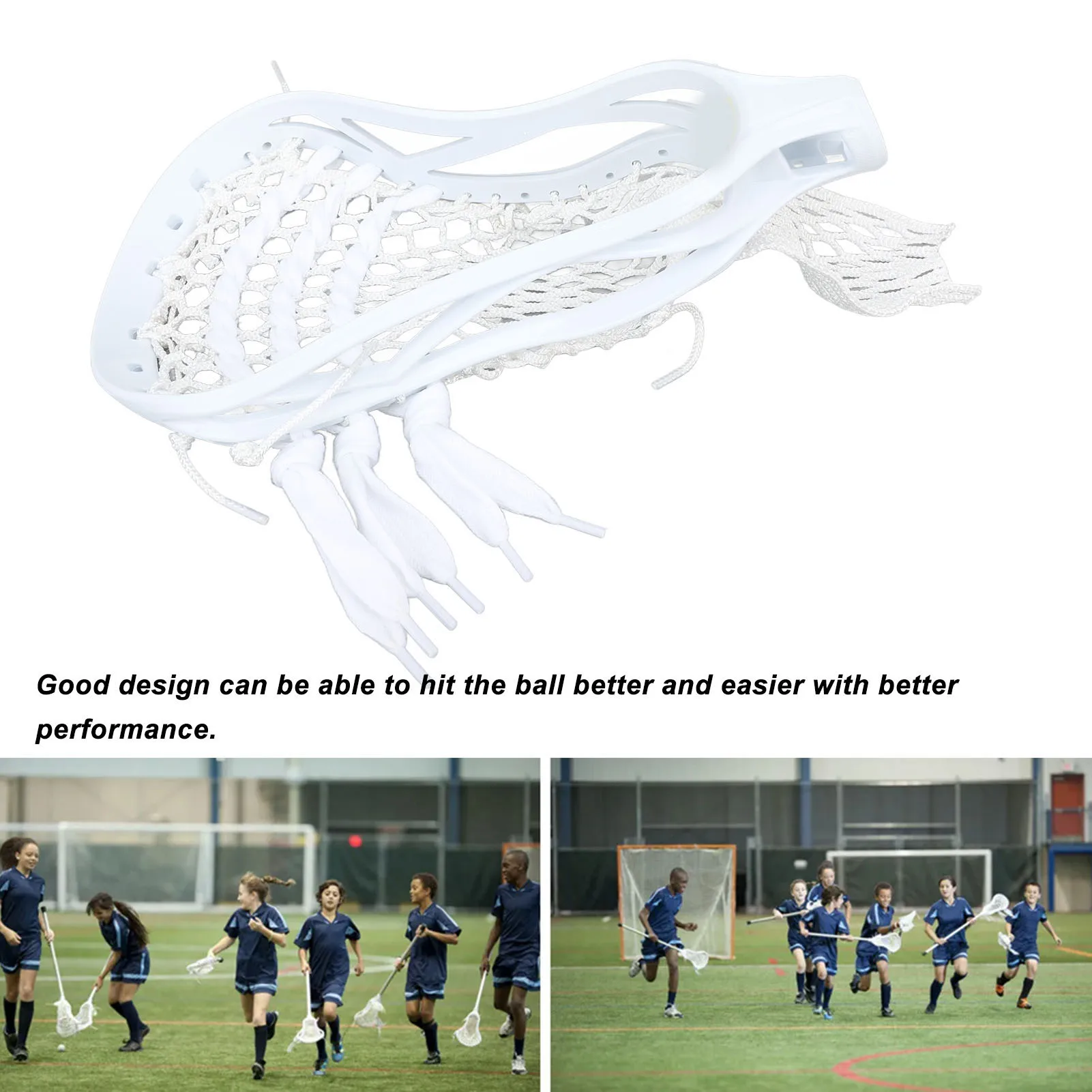Lacrosse Head Mesh Strung Wear Proof Nylon Lacrosse Stick Heads for Training Competition Men