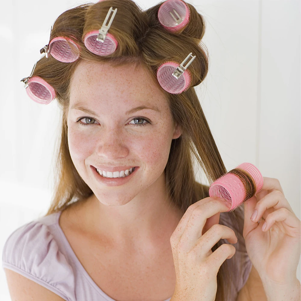 Random Self-Grip Hair Rollers No Heat Plastic Hair Bang Rolls Self-adhesive Hook Portable Salon Hairs Styling Curler Tools