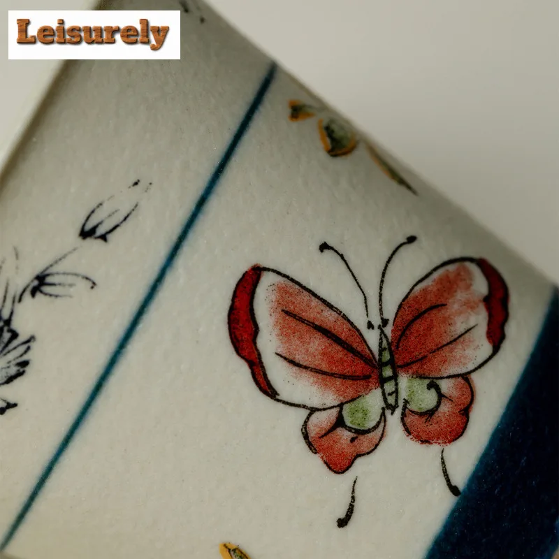 2pc/lot Butterfly Orchid Teacup Aesthetic Tea Bowl Tea Pair Tea-tasting Meditation Cup Jianzhan Master Cups Chinese Tea Set 35ml