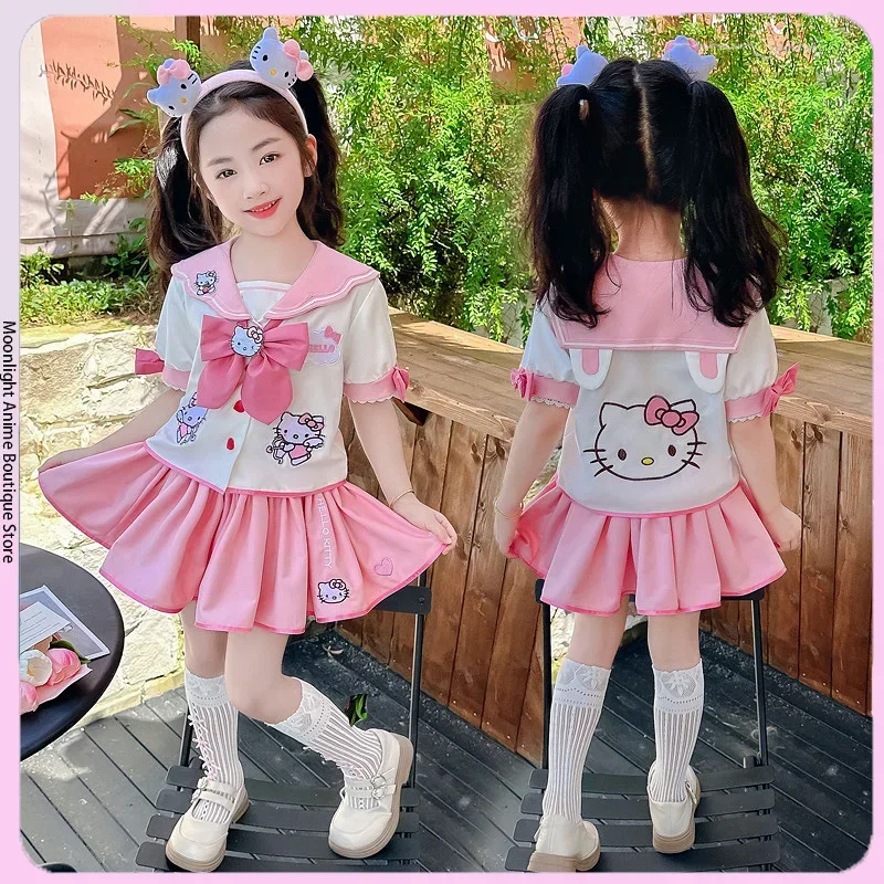 children cosplay skirt Sanrio HelloKitty Children's CosPlay Academy Style Pleated Skirt Girl Princess Clothes Children's JK Uniform Birthday Gift