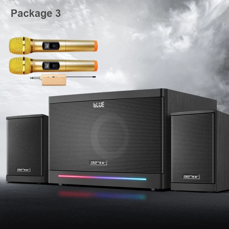 SAST A18 Computer Bluetooth Speaker Desktop Home TV Karaoke Audio with 6.5-inch Subwoofer Cinema Level 60W 2.1 Active Speakers