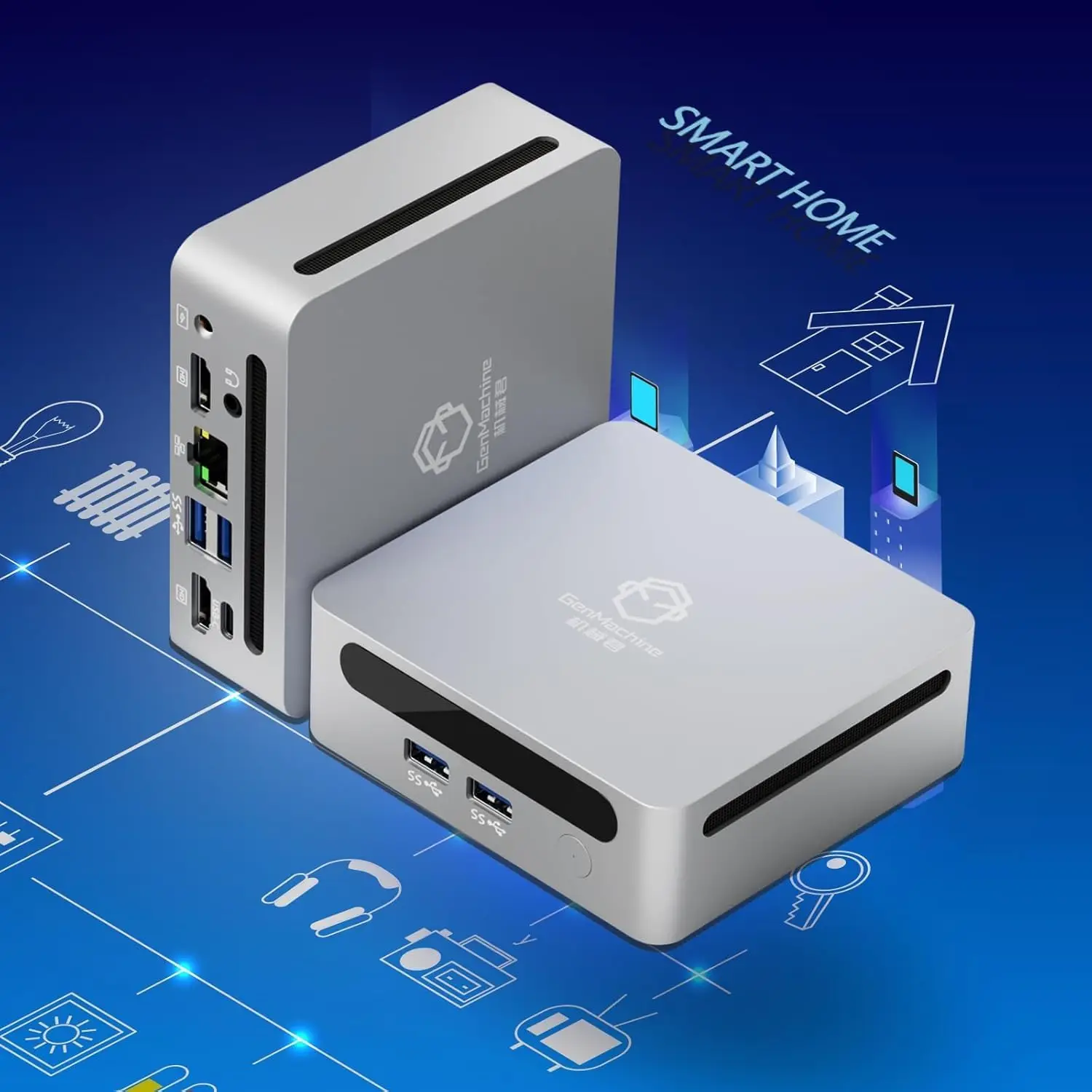 GenMachine AMD Mini PC Aluminum alloy Ryzen3 5300U Ryzen5 5500U Ryzen7 5825U Windows 11 NUC Wifi6 HDMI pc gamer computer 6