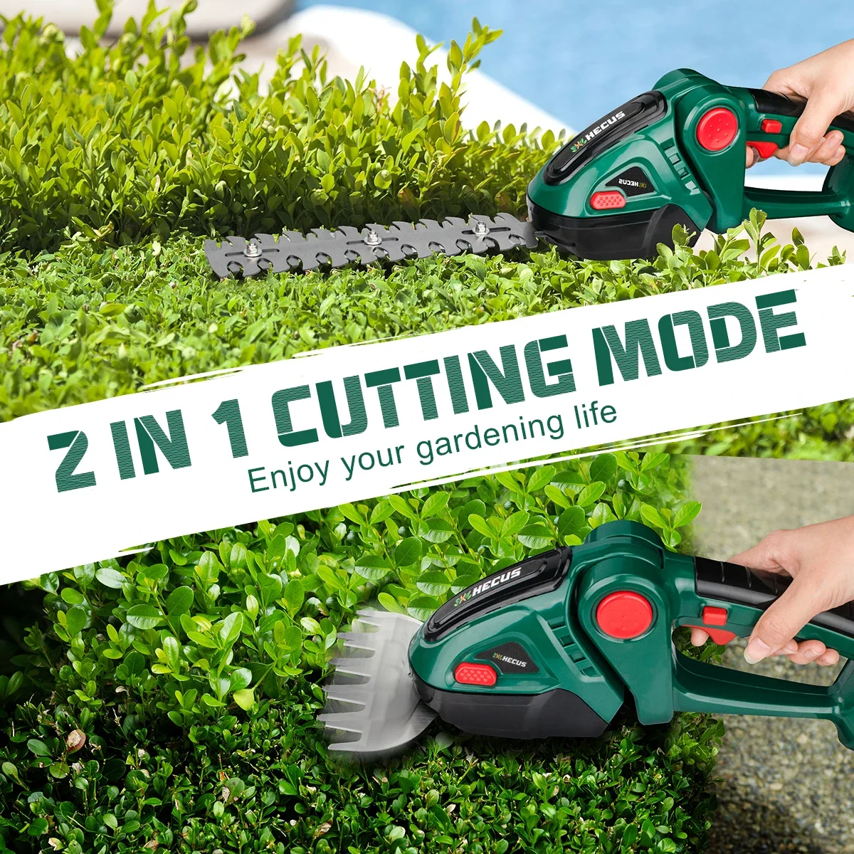 HECUS 2 in 1 Electric Hedge Trimmer 20000rpm Handheld Household Lawn Mower Garden Scissors Power Tool For Makita 18V Battery 4