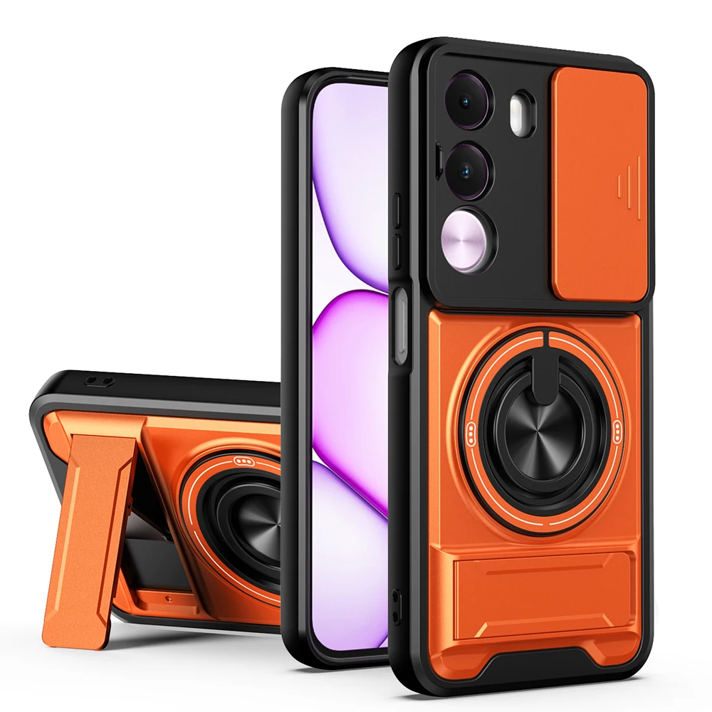 Shockproof Armor Magnetic Ring Holder Case - Enhanced Protection Back Shell