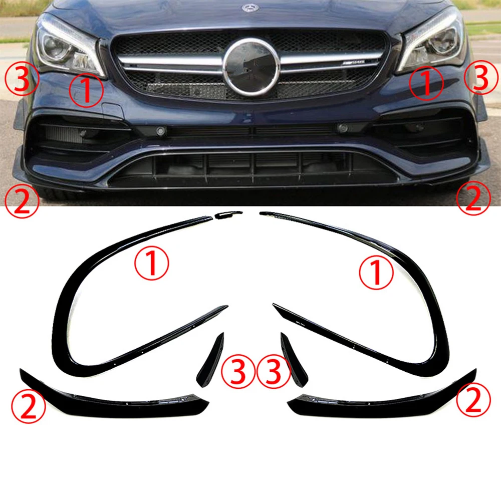 Sleek Black Front Bumper Lip Spoiler and Canard Vent Enhancement Kit