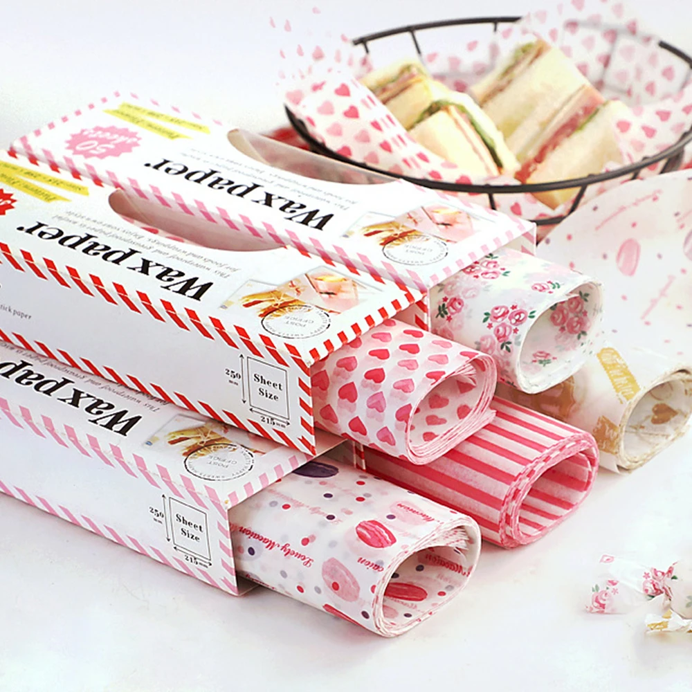 10/50pcs Wax Paper Food Grade Grease Paper Food Wrappers Wrapping Paper For Bread Candy Cake