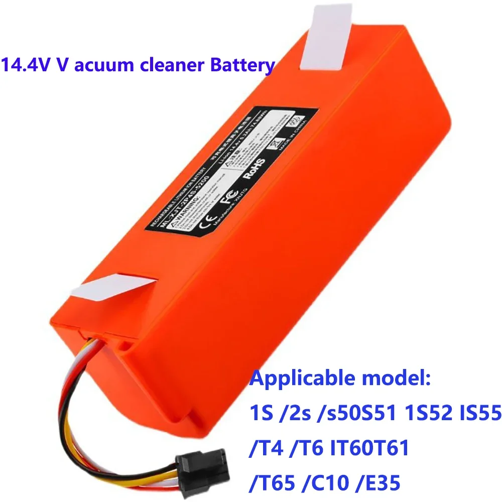 14.4V 12800mAh Robotic Vacuum Cleaner Replacement Battery For Xiaomi Roborock S55 S60 S65 S50 S51 S5 MAX S6 Parts 5