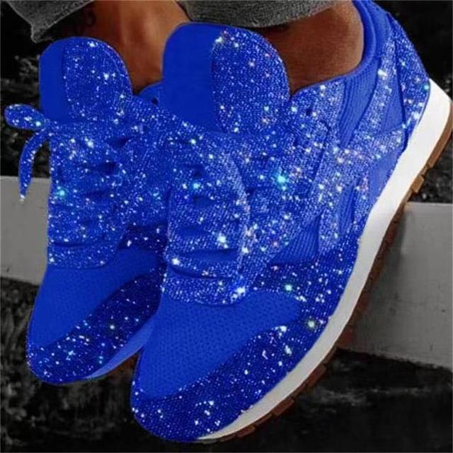 Casual Glitter Shoes Mesh Flat Shoes Ladies Sequin Vulcanized Shoes Lace Up Sneakers Outdoor Sport Running Shoes 2021