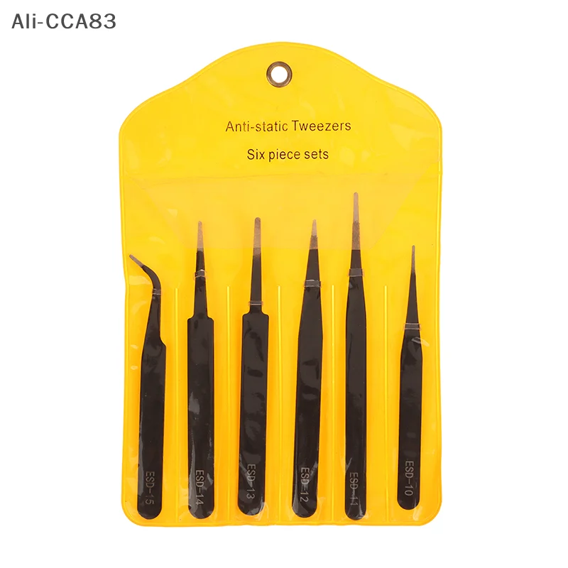 6Pcs/9Pcs Stainless Steel Precision ESD Anti-static Tweezers Set Hand Tool Repair Tool ESD10, ESD11, ESD12, ESD13, ESD14, ESD15 image 5
