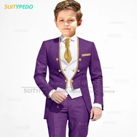 Ensembles de fleurs trempés pour garçons, tenues élégantes pour enfants, blazer sur mesure pour enfants, pantalon en émail, fête de mariage, haute qualité, plus récent, 3 pièces 3
