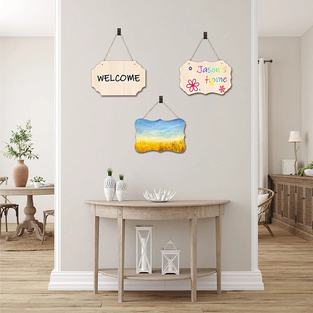 12 Pcs Unfinished Wood Sign Wood Blanks for Crafts Wood Hanging Sign Blank Rectangle Wooden Sign for DIY Painting Writing