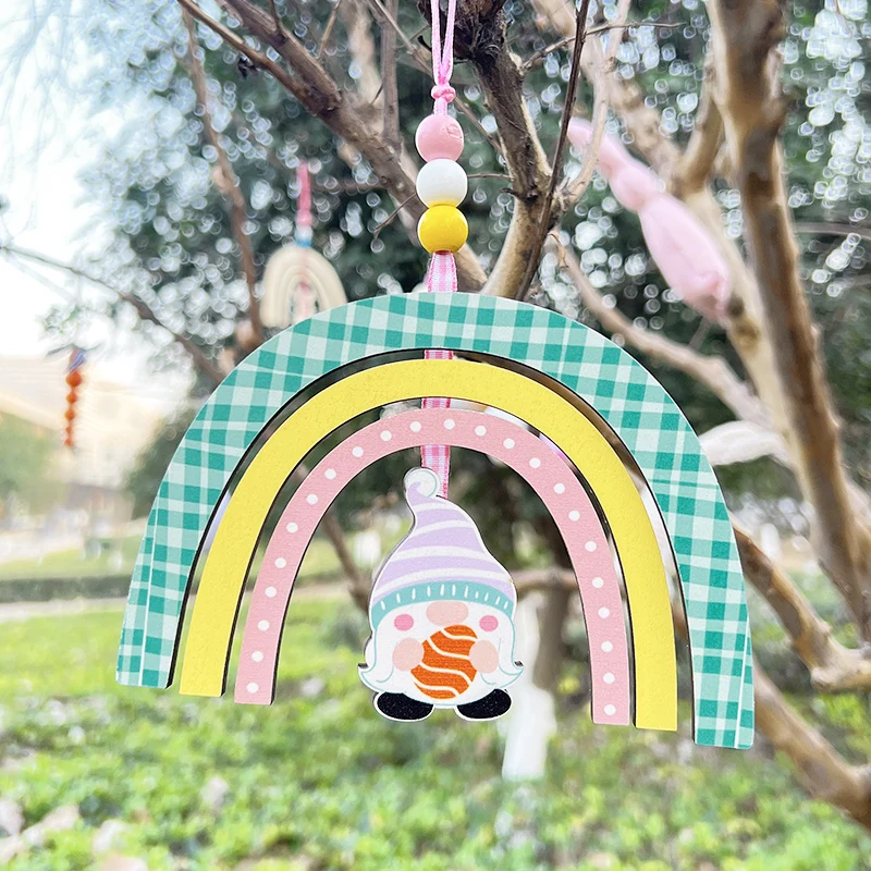 

Happy Easter Decoration Cute Rabbit Egg Pendant Wooden Door Hanging Plaque Sign Wood Crafts for Home Easter Wreath Supplies 2024