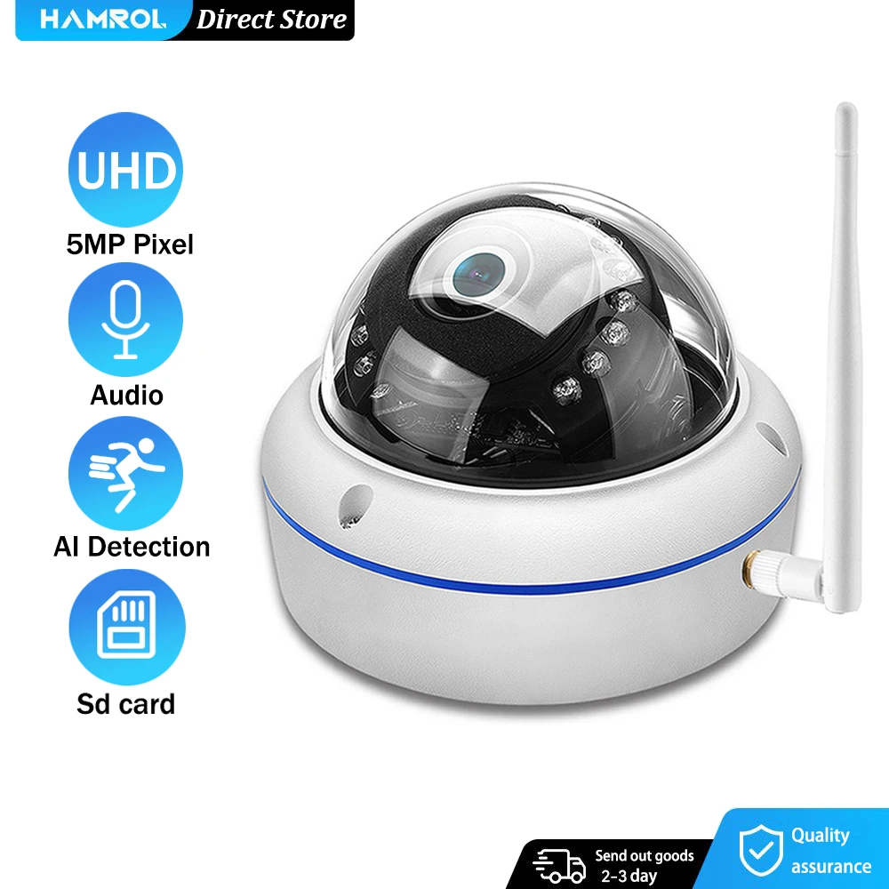 Hamrol Hd 5Mp Wifi Camera Onvif Wireless/Wired Audio Record Telecamera Di Avviso E-Mail Icsee Cloud Telecamera Esterna Impermeabile
